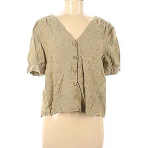 Madewell 100% Linen Button Up Short Sleeve Blouse Shirt - Medium